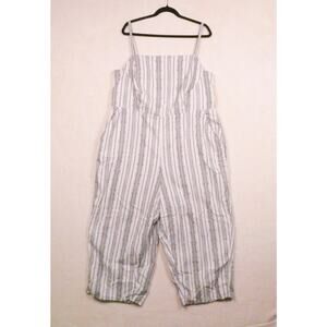 Old Navy Printed Linen Blend Jumpsuit Size XXL Black & White Striped Cropped